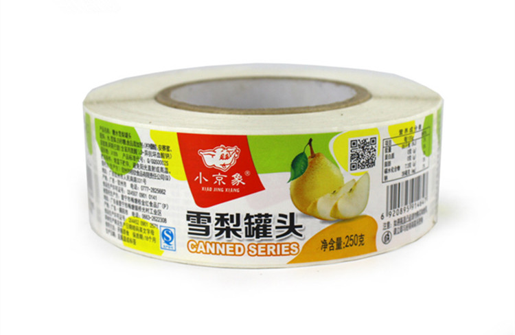 玻璃貼不干膠-雪梨罐頭標簽定制
